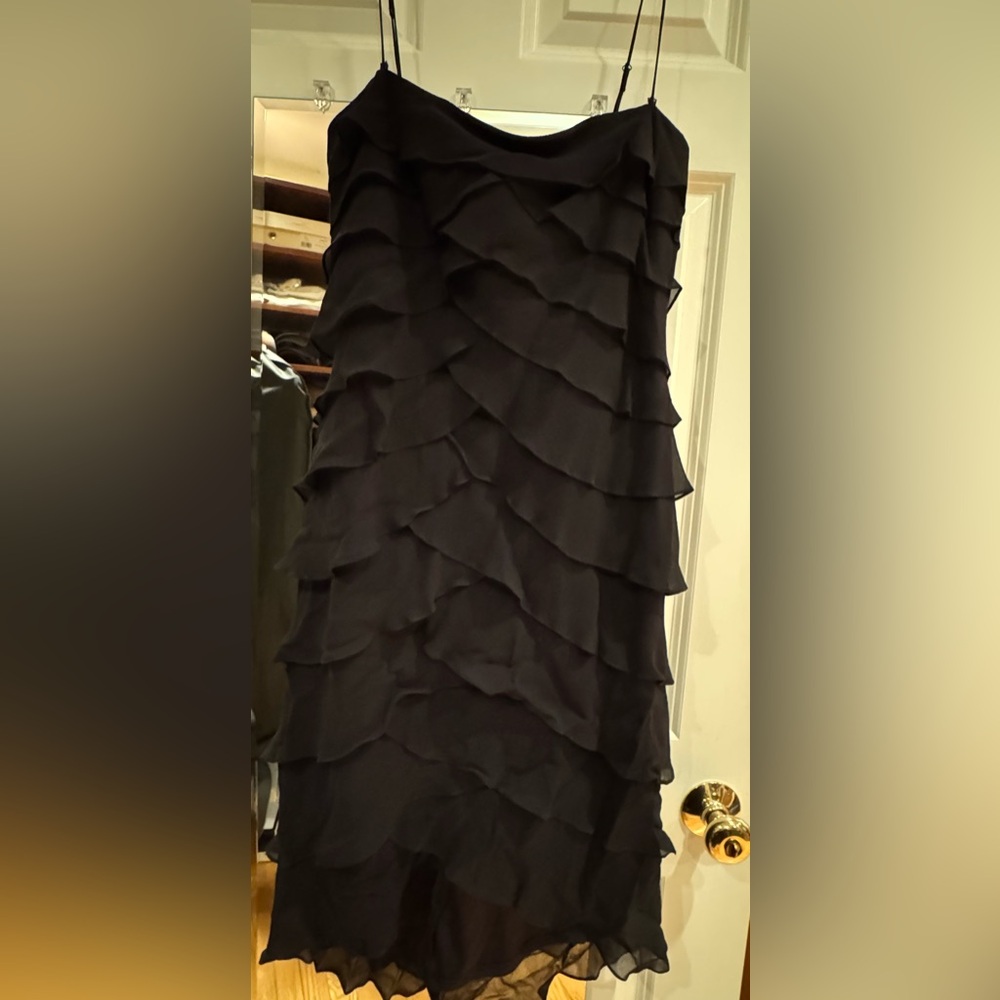 Ruffled little black dress perfect for semi-formal/cocktail event.